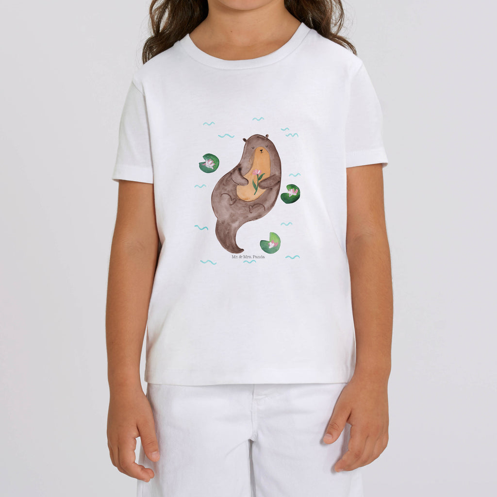 Organic Kinder T-Shirt Otter mit Seerose Kinder T-Shirt, Kinder T-Shirt Mädchen, Kinder T-Shirt Jungen, Otter, Fischotter, Seeotter, Otter Seeotter See Otter