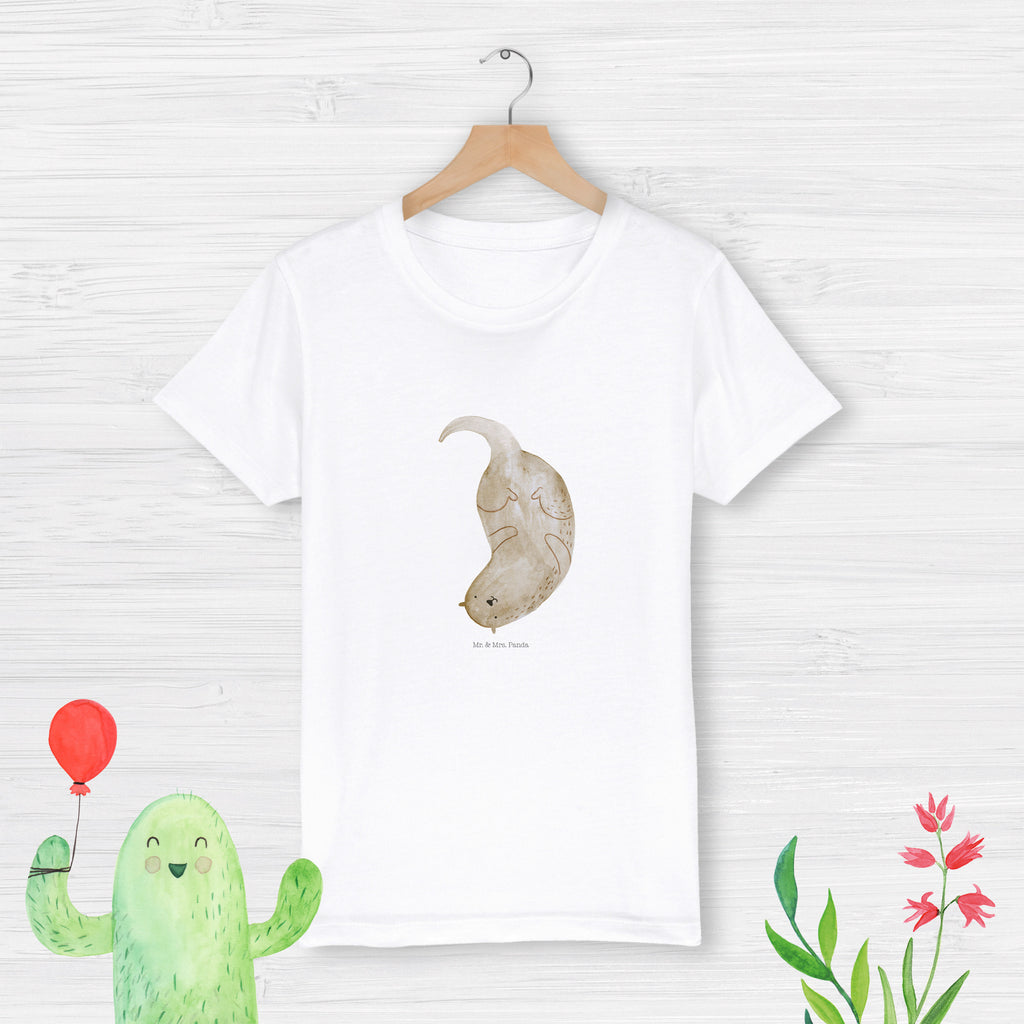 Organic Kinder T-Shirt Otter kopfüber Kinder T-Shirt, Kinder T-Shirt Mädchen, Kinder T-Shirt Jungen, Otter, Fischotter, Seeotter, Otter Seeotter See Otter