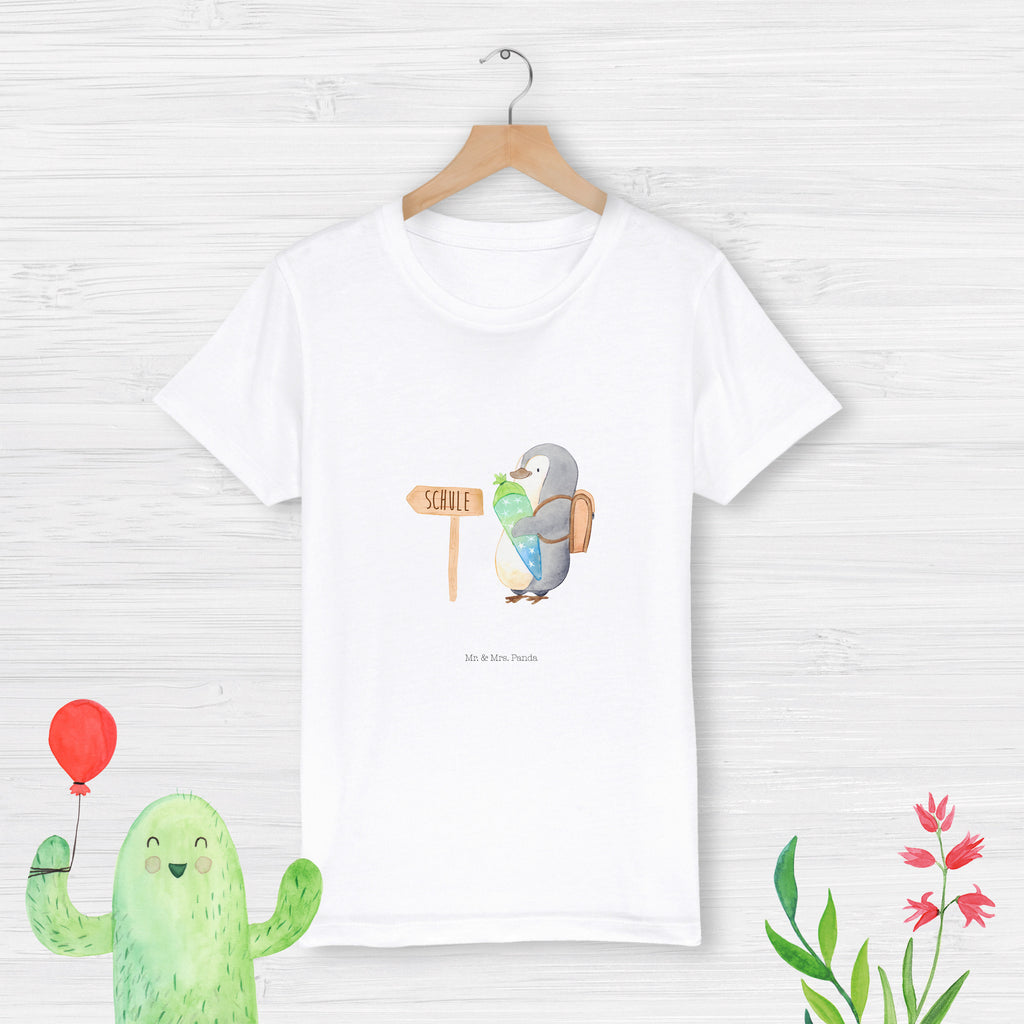 Organic Kinder T-Shirt Pinguin Schultüte Kinder T-Shirt, Kinder T-Shirt Mädchen, Kinder T-Shirt Jungen, Pinguin, Schulanfänger, Einschulung, 1. Klasse, Geschenk zur Einschulung, erster Schultag, Schulranzen