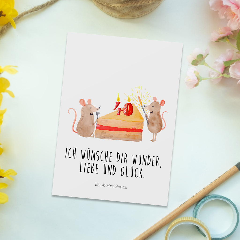 Postkarte 40. Geburtstag Mäuse Kuchen Geschenkkarte, Grußkarte, Karte, Einladung, Ansichtskarte, Geburtstagskarte, Einladungskarte, Dankeskarte, Geburtstag, Geburtstagsgeschenk, Geschenk, Maus, Geburtstage, Happy Birthday, Geburtstagsfeier