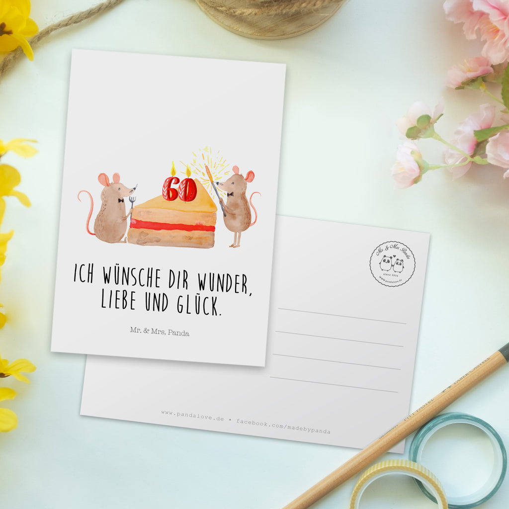 Postkarte 60. Geburtstag Mäuse Kuchen Geschenkkarte, Grußkarte, Karte, Einladung, Ansichtskarte, Geburtstagskarte, Einladungskarte, Dankeskarte, Geburtstag, Geburtstagsgeschenk, Geschenk, Maus, Geburtstage, Happy Birthday, Geburtstagsfeier