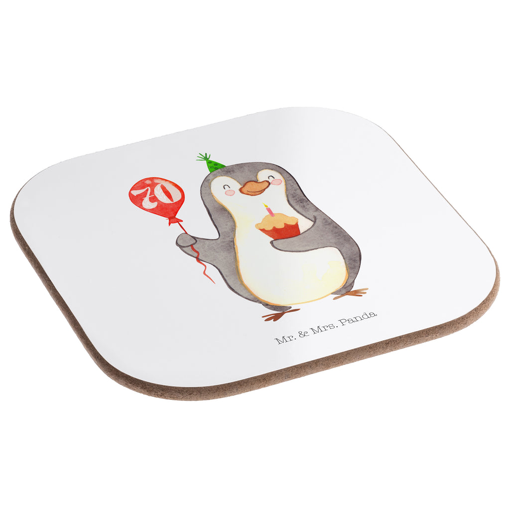 Quadratische Untersetzer 70. Geburtstag Pinguin Luftballon Bierdeckel, Glasuntersetzer, Untersetzer Gläser, Getränkeuntersetzer, Geburtstag, Geburtstagsgeschenk, Geschenk, Pinguin, Geburtstage, Happy Birthday, Geburtstagsfeier