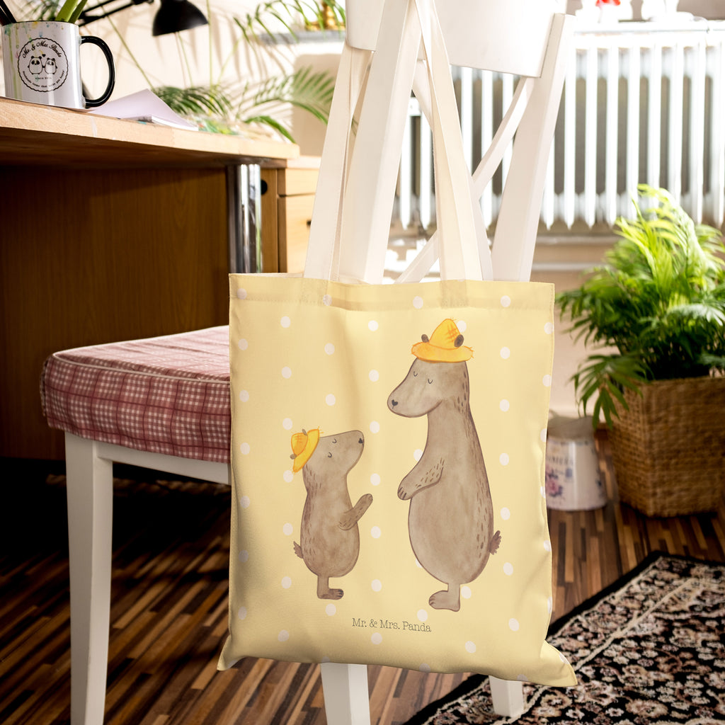 Einkaufstasche Bären mit Hut Tragetasche, Tasche, Beutel, Stofftasche, Baumwolltasche, Umhängetasche, Shopper, Familie, Vatertag, Muttertag, Bruder, Schwester, Mama, Papa, Oma, Opa, Bär, Bären, Vater, Papi, Paps, Dad, Daddy, Lieblingsmensch, Sohn, Söhne, Kind, Kinder, Vater-Sohn, Family, Vorbild