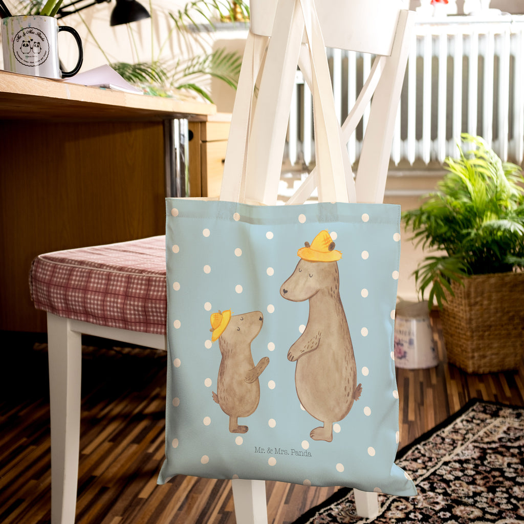 Einkaufstasche Bären mit Hut Tragetasche, Tasche, Beutel, Stofftasche, Baumwolltasche, Umhängetasche, Shopper, Familie, Vatertag, Muttertag, Bruder, Schwester, Mama, Papa, Oma, Opa, Bär, Bären, Vater, Papi, Paps, Dad, Daddy, Lieblingsmensch, Sohn, Söhne, Kind, Kinder, Vater-Sohn, Family, Vorbild