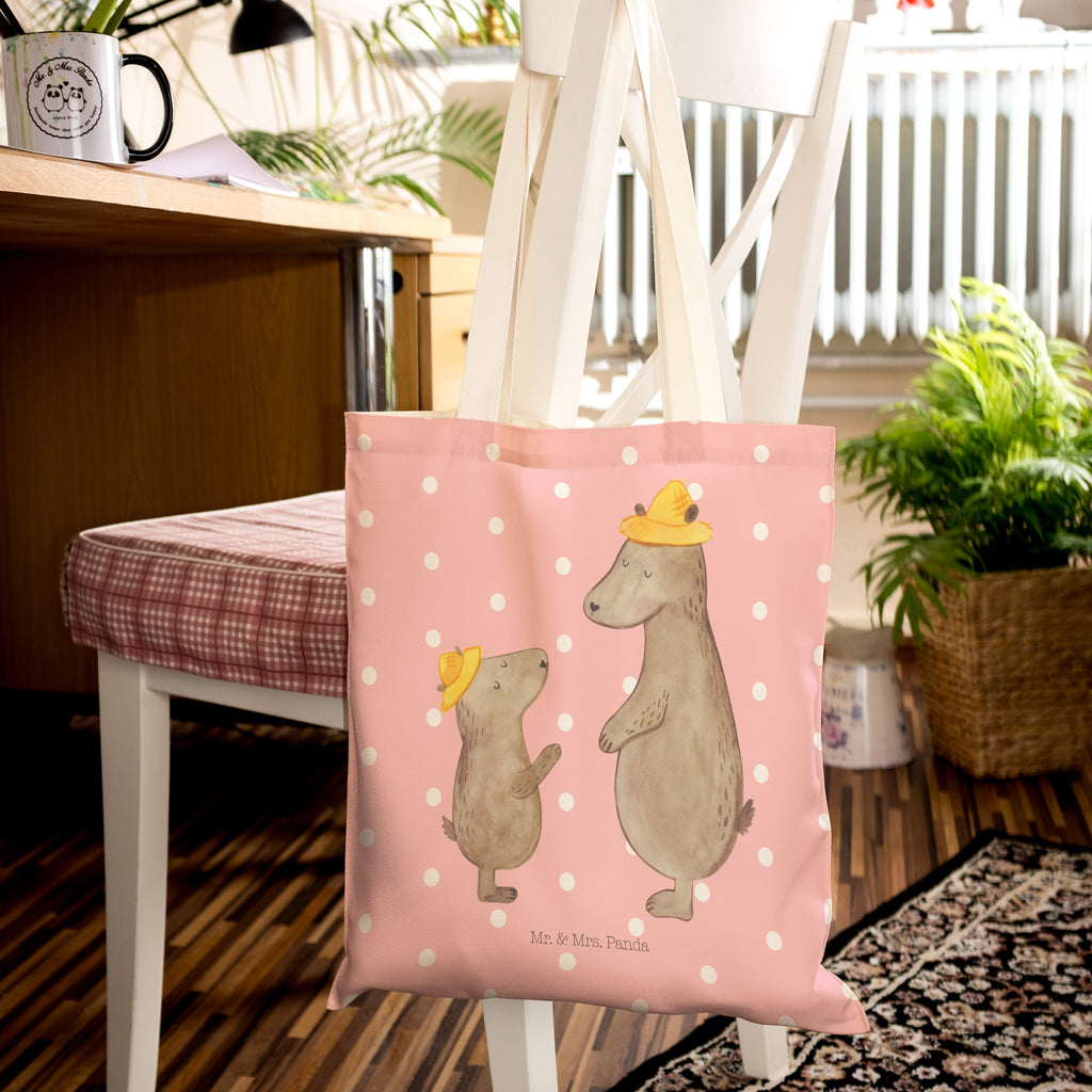 Einkaufstasche Bären mit Hut Tragetasche, Tasche, Beutel, Stofftasche, Baumwolltasche, Umhängetasche, Shopper, Familie, Vatertag, Muttertag, Bruder, Schwester, Mama, Papa, Oma, Opa, Bär, Bären, Vater, Papi, Paps, Dad, Daddy, Lieblingsmensch, Sohn, Söhne, Kind, Kinder, Vater-Sohn, Family, Vorbild