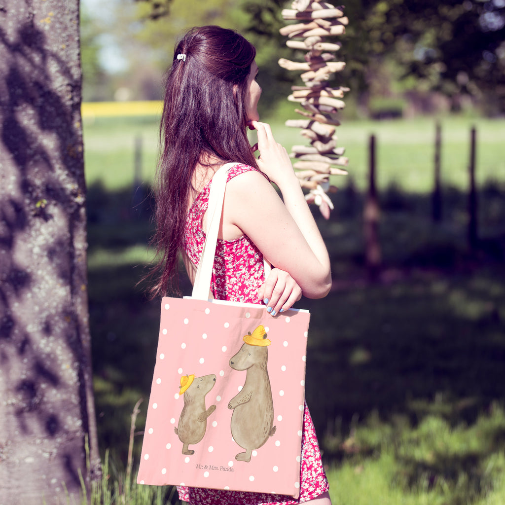 Einkaufstasche Bären mit Hut Tragetasche, Tasche, Beutel, Stofftasche, Baumwolltasche, Umhängetasche, Shopper, Familie, Vatertag, Muttertag, Bruder, Schwester, Mama, Papa, Oma, Opa, Bär, Bären, Vater, Papi, Paps, Dad, Daddy, Lieblingsmensch, Sohn, Söhne, Kind, Kinder, Vater-Sohn, Family, Vorbild