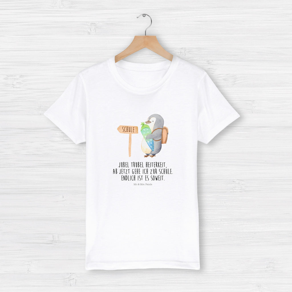 Organic Kinder T-Shirt Pinguin Schultüte Kinder T-Shirt, Kinder T-Shirt Mädchen, Kinder T-Shirt Jungen, Pinguin, Schulanfänger, Einschulung, 1. Klasse, Geschenk zur Einschulung, erster Schultag, Schulranzen