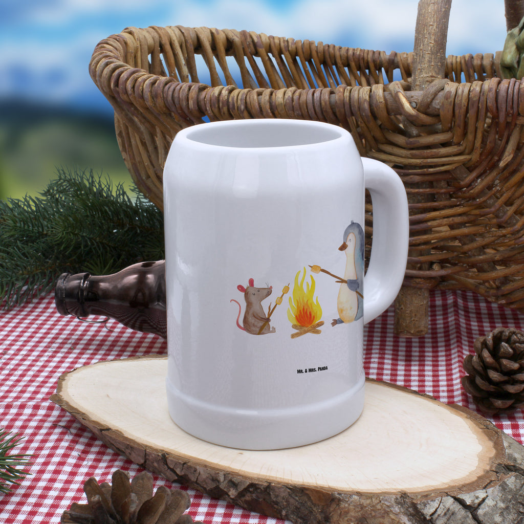 Bierkrug Pinguin Lagerfeuer Bierkrug, Bierkrüge, Bierkrug Steingut, Steinkrüge, 0, 5 l, 500ml, Krug, Pinguin, Maus, Pinguine, Lagerfeuer, Leben, Arbeit, Job, Motivation, Büro, Büroalltag, Lebensspruch, Lebensmotivation, Neustart, Liebe, grillen, Feuer, Marshmallows