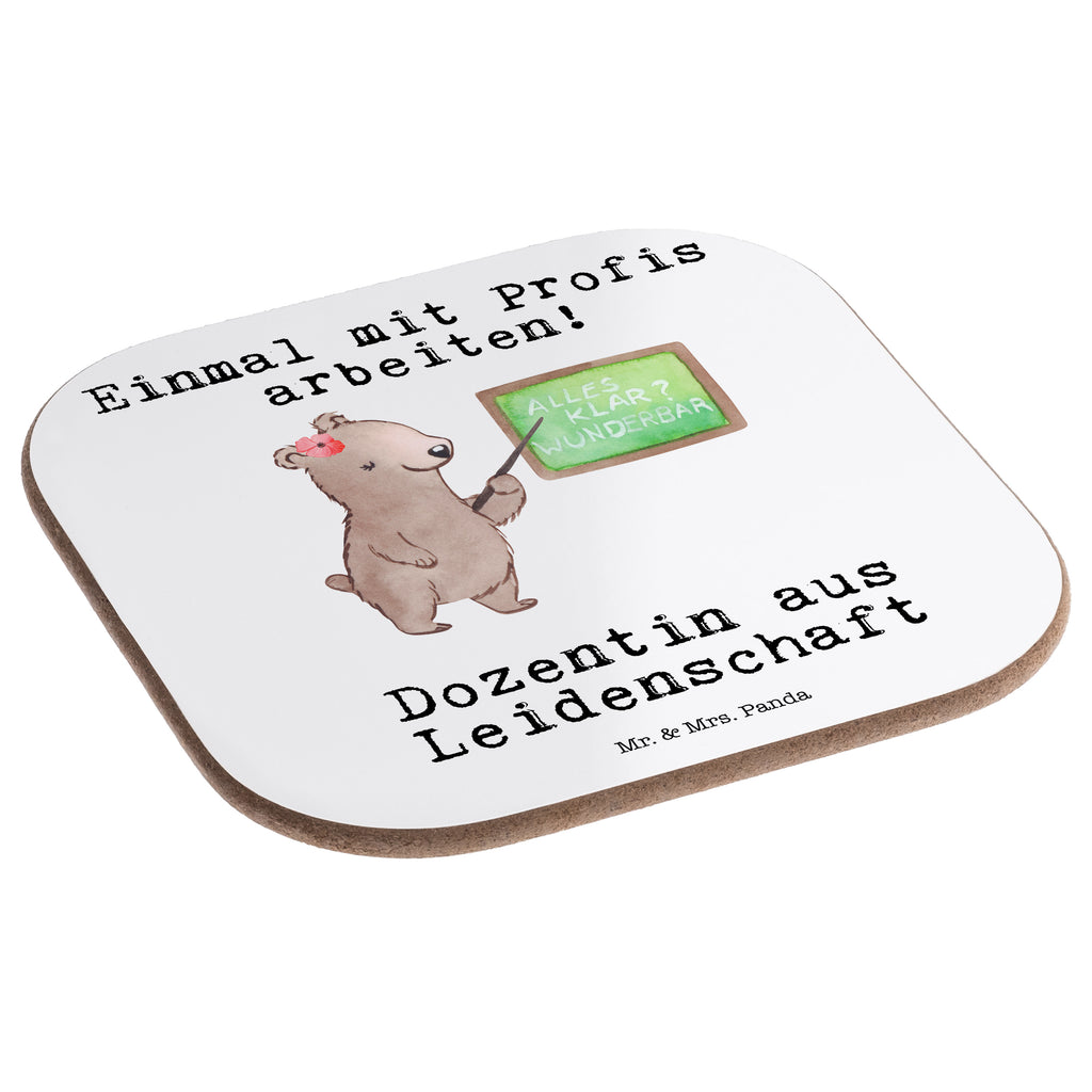 Quadratische Untersetzer Dozentin aus Leidenschaft Bierdeckel, Glasuntersetzer, Untersetzer Gläser, Getränkeuntersetzer, Beruf, Ausbildung, Jubiläum, Abschied, Rente, Kollege, Kollegin, Geschenk, Schenken, Arbeitskollege, Mitarbeiter, Firma, Danke, Dankeschön, Dozentin, Professorin, Universität, Vorlesung, Tutorin, Akademikerin, Uni, Unterricht