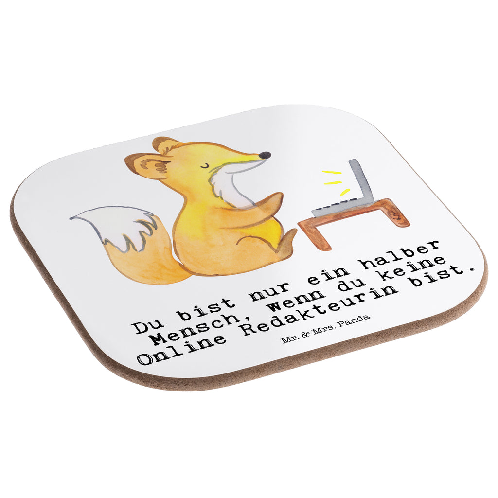 Quadratische Untersetzer Online Redakteurin mit Herz Bierdeckel, Glasuntersetzer, Untersetzer Gläser, Getränkeuntersetzer, Beruf, Ausbildung, Jubiläum, Abschied, Rente, Kollege, Kollegin, Geschenk, Schenken, Arbeitskollege, Mitarbeiter, Firma, Danke, Dankeschön