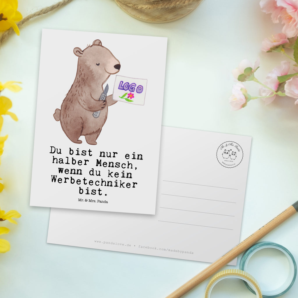 Postkarte Werbetechniker mit Herz Geschenkkarte, Grußkarte, Karte, Einladung, Ansichtskarte, Geburtstagskarte, Einladungskarte, Dankeskarte, Beruf, Ausbildung, Jubiläum, Abschied, Rente, Kollege, Kollegin, Geschenk, Schenken, Arbeitskollege, Mitarbeiter, Firma, Danke, Dankeschön