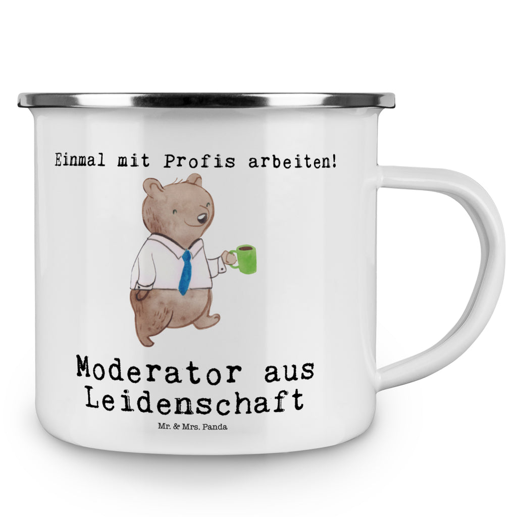 Camping Emaille Tasse Moderator aus Leidenschaft Campingtasse, Trinkbecher, Metalltasse, Outdoor Tasse, Emaille Trinkbecher, Blechtasse Outdoor, Emaille Campingbecher, Edelstahl Trinkbecher, Metalltasse für Camping, Kaffee Blechtasse, Camping Tasse Metall, Beruf, Ausbildung, Jubiläum, Abschied, Rente, Kollege, Kollegin, Geschenk, Schenken, Arbeitskollege, Mitarbeiter, Firma, Danke, Dankeschön