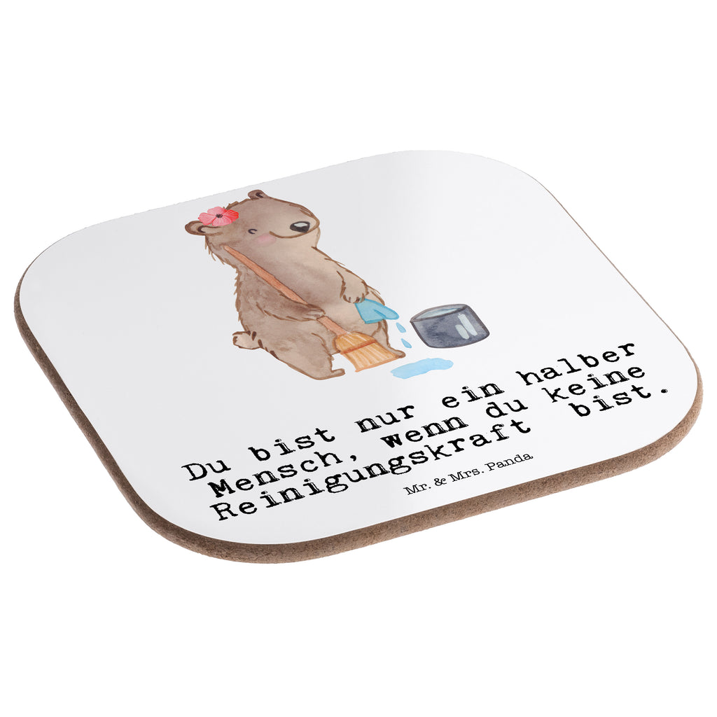 Quadratische Untersetzer Reinigungskraft mit Herz Bierdeckel, Glasuntersetzer, Untersetzer Gläser, Getränkeuntersetzer, Beruf, Ausbildung, Jubiläum, Abschied, Rente, Kollege, Kollegin, Geschenk, Schenken, Arbeitskollege, Mitarbeiter, Firma, Danke, Dankeschön