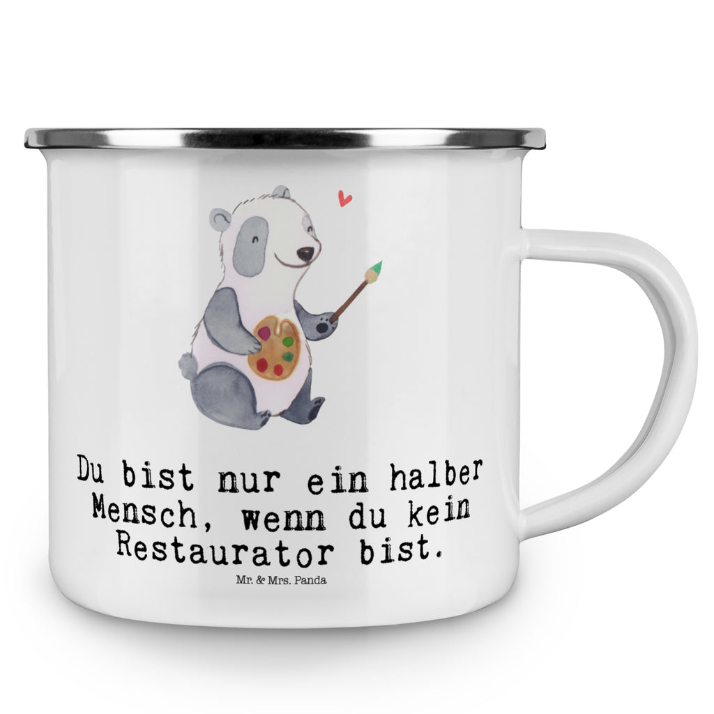 Camping Emaille Tasse Restaurator mit Herz Campingtasse, Trinkbecher, Metalltasse, Outdoor Tasse, Emaille Trinkbecher, Blechtasse Outdoor, Emaille Campingbecher, Edelstahl Trinkbecher, Metalltasse für Camping, Kaffee Blechtasse, Camping Tasse Metall, Beruf, Ausbildung, Jubiläum, Abschied, Rente, Kollege, Kollegin, Geschenk, Schenken, Arbeitskollege, Mitarbeiter, Firma, Danke, Dankeschön