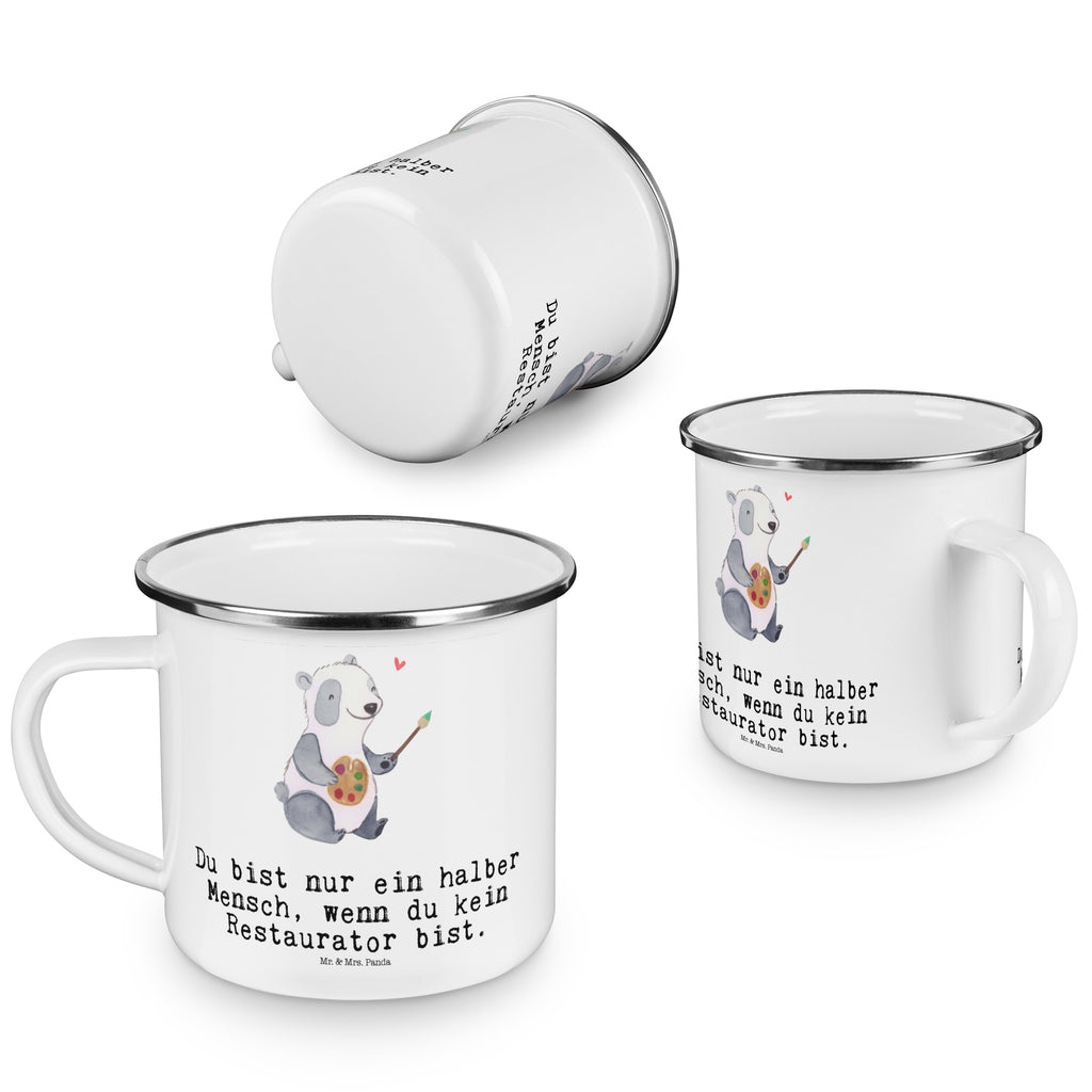 Camping Emaille Tasse Restaurator mit Herz Campingtasse, Trinkbecher, Metalltasse, Outdoor Tasse, Emaille Trinkbecher, Blechtasse Outdoor, Emaille Campingbecher, Edelstahl Trinkbecher, Metalltasse für Camping, Kaffee Blechtasse, Camping Tasse Metall, Beruf, Ausbildung, Jubiläum, Abschied, Rente, Kollege, Kollegin, Geschenk, Schenken, Arbeitskollege, Mitarbeiter, Firma, Danke, Dankeschön