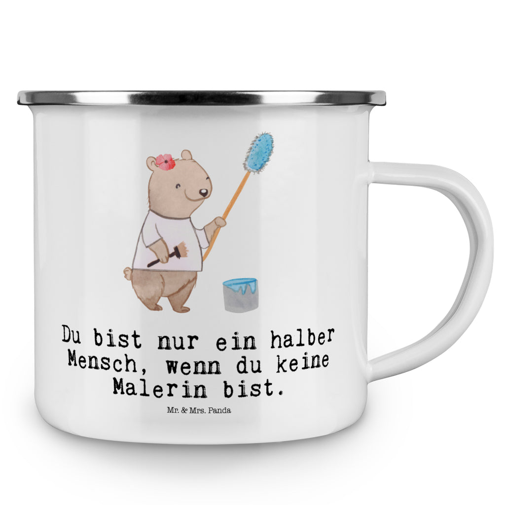Camping Emaille Tasse Malerin mit Herz Campingtasse, Trinkbecher, Metalltasse, Outdoor Tasse, Emaille Trinkbecher, Blechtasse Outdoor, Emaille Campingbecher, Edelstahl Trinkbecher, Metalltasse für Camping, Kaffee Blechtasse, Camping Tasse Metall, Beruf, Ausbildung, Jubiläum, Abschied, Rente, Kollege, Kollegin, Geschenk, Schenken, Arbeitskollege, Mitarbeiter, Firma, Danke, Dankeschön, Maler, Malermeisterin, Gesellenprüfung, Meisterprüfung, Malerbetrieb