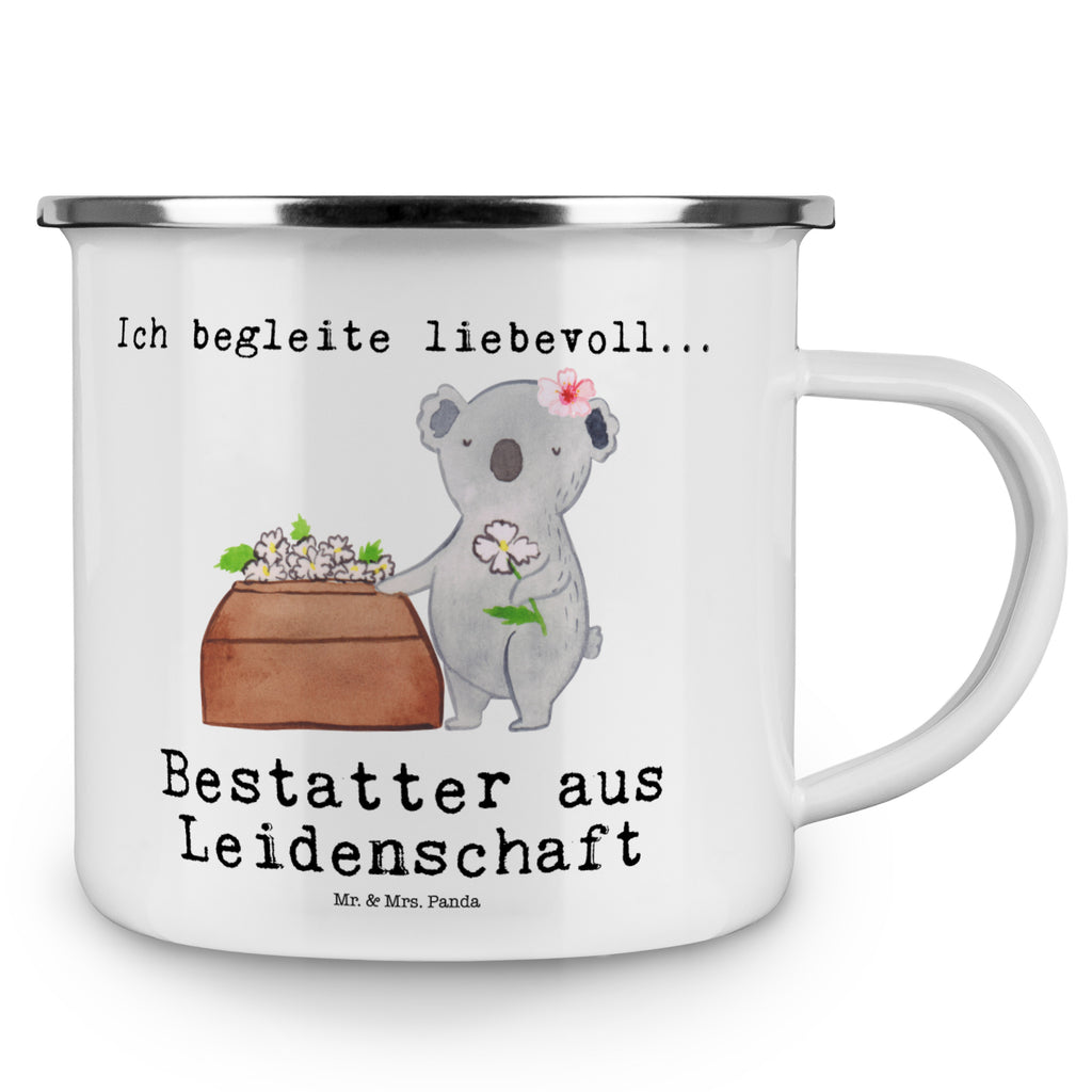 Camping Emaille Tasse Bestatter aus Leidenschaft Campingtasse, Trinkbecher, Metalltasse, Outdoor Tasse, Emaille Trinkbecher, Blechtasse Outdoor, Emaille Campingbecher, Edelstahl Trinkbecher, Metalltasse für Camping, Kaffee Blechtasse, Camping Tasse Metall, Beruf, Ausbildung, Jubiläum, Abschied, Rente, Kollege, Kollegin, Geschenk, Schenken, Arbeitskollege, Mitarbeiter, Firma, Danke, Dankeschön