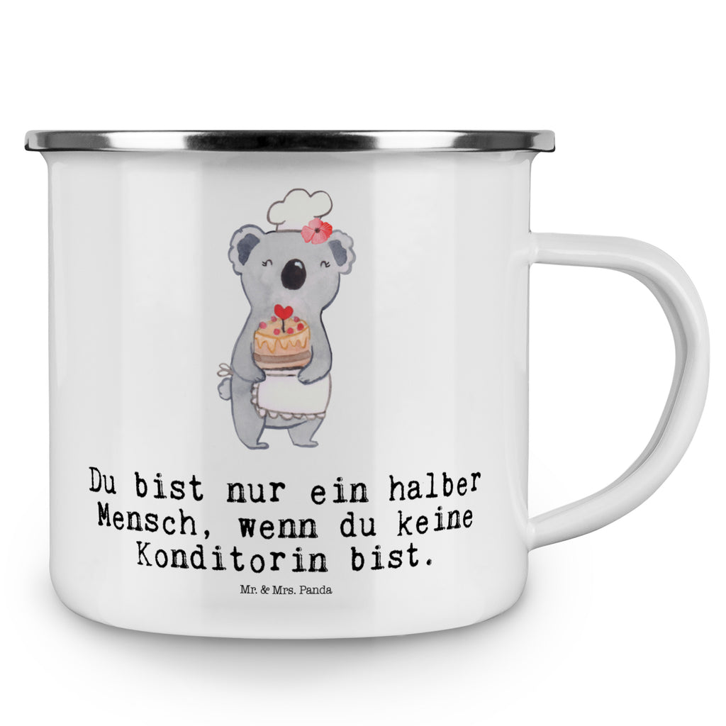 Camping Emaille Tasse Konditorin mit Herz Campingtasse, Trinkbecher, Metalltasse, Outdoor Tasse, Emaille Trinkbecher, Blechtasse Outdoor, Emaille Campingbecher, Edelstahl Trinkbecher, Metalltasse für Camping, Kaffee Blechtasse, Camping Tasse Metall, Beruf, Ausbildung, Jubiläum, Abschied, Rente, Kollege, Kollegin, Geschenk, Schenken, Arbeitskollege, Mitarbeiter, Firma, Danke, Dankeschön, Konditorin, Kuchenbäckerin, Patissierin, Confiseurin, Bäckerin