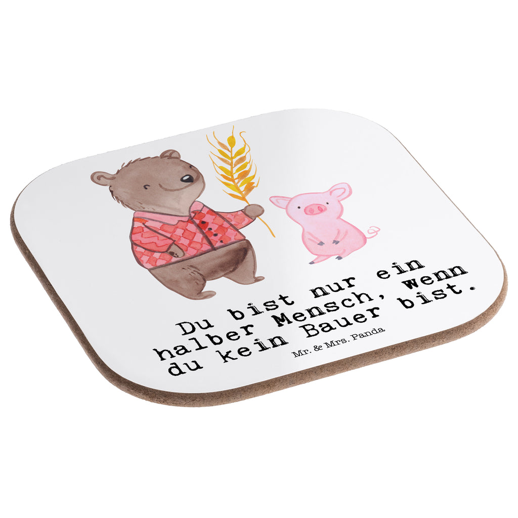 Quadratische Untersetzer Bauer mit Herz Bierdeckel, Glasuntersetzer, Untersetzer Gläser, Getränkeuntersetzer, Beruf, Ausbildung, Jubiläum, Abschied, Rente, Kollege, Kollegin, Geschenk, Schenken, Arbeitskollege, Mitarbeiter, Firma, Danke, Dankeschön, Landwirt; Bauer, Tierwirt, Agronom, Farmer, Bauernhof