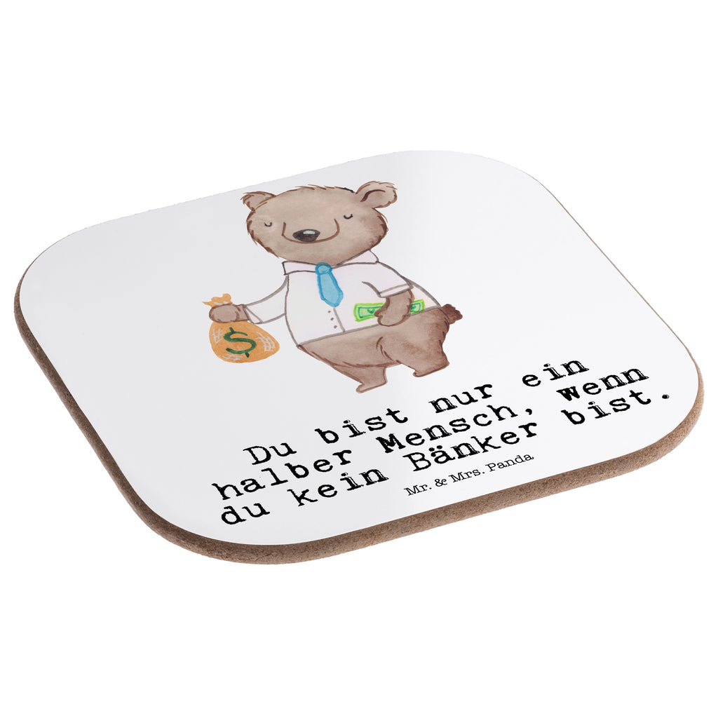 Quadratische Untersetzer Bänker mit Herz Bierdeckel, Glasuntersetzer, Untersetzer Gläser, Getränkeuntersetzer, Beruf, Ausbildung, Jubiläum, Abschied, Rente, Kollege, Kollegin, Geschenk, Schenken, Arbeitskollege, Mitarbeiter, Firma, Danke, Dankeschön, Bänker, Bankfachmann, Bankangestellter, Bankberater