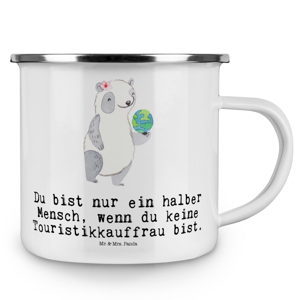 Camping Emaille Tasse Touristikkauffrau mit Herz Campingtasse, Trinkbecher, Metalltasse, Outdoor Tasse, Emaille Trinkbecher, Blechtasse Outdoor, Emaille Campingbecher, Edelstahl Trinkbecher, Metalltasse für Camping, Kaffee Blechtasse, Camping Tasse Metall, Beruf, Ausbildung, Jubiläum, Abschied, Rente, Kollege, Kollegin, Geschenk, Schenken, Arbeitskollege, Mitarbeiter, Firma, Danke, Dankeschön