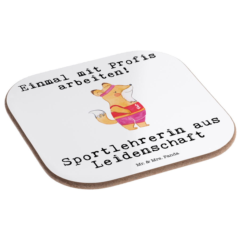 Quadratische Untersetzer Sportlehrerin aus Leidenschaft Bierdeckel, Glasuntersetzer, Untersetzer Gläser, Getränkeuntersetzer, Beruf, Ausbildung, Jubiläum, Abschied, Rente, Kollege, Kollegin, Geschenk, Schenken, Arbeitskollege, Mitarbeiter, Firma, Danke, Dankeschön