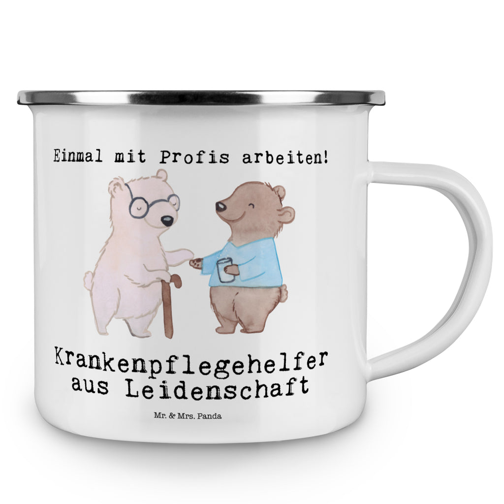 Camping Emaille Tasse Krankenpflegehelfer aus Leidenschaft Campingtasse, Trinkbecher, Metalltasse, Outdoor Tasse, Emaille Trinkbecher, Blechtasse Outdoor, Emaille Campingbecher, Edelstahl Trinkbecher, Metalltasse für Camping, Kaffee Blechtasse, Camping Tasse Metall, Beruf, Ausbildung, Jubiläum, Abschied, Rente, Kollege, Kollegin, Geschenk, Schenken, Arbeitskollege, Mitarbeiter, Firma, Danke, Dankeschön, Krankenpflegehelfer, Pflegehelfer, Pflegekraft