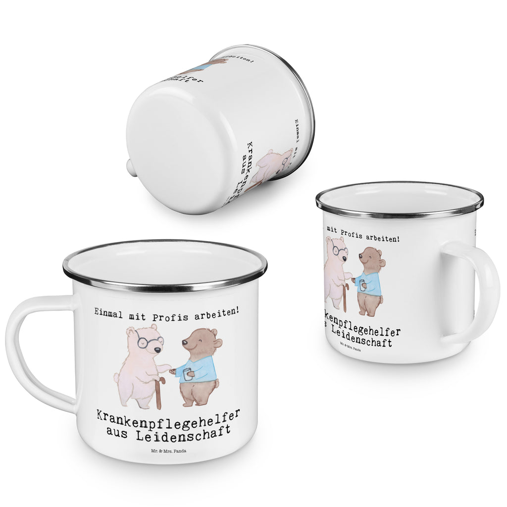 Camping Emaille Tasse Krankenpflegehelfer aus Leidenschaft Campingtasse, Trinkbecher, Metalltasse, Outdoor Tasse, Emaille Trinkbecher, Blechtasse Outdoor, Emaille Campingbecher, Edelstahl Trinkbecher, Metalltasse für Camping, Kaffee Blechtasse, Camping Tasse Metall, Beruf, Ausbildung, Jubiläum, Abschied, Rente, Kollege, Kollegin, Geschenk, Schenken, Arbeitskollege, Mitarbeiter, Firma, Danke, Dankeschön, Krankenpflegehelfer, Pflegehelfer, Pflegekraft