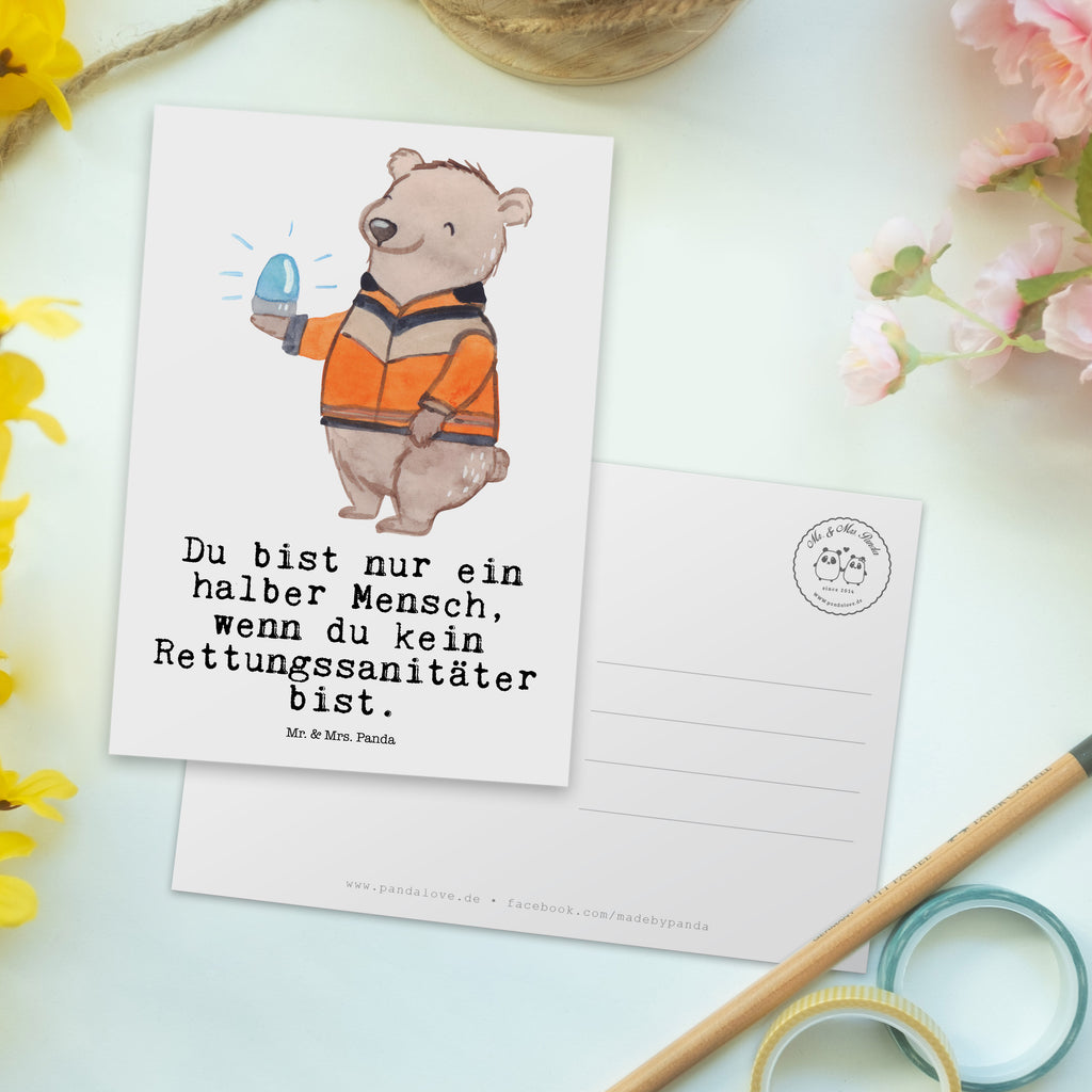 Postkarte Rettungssanitäter mit Herz Geschenkkarte, Grußkarte, Karte, Einladung, Ansichtskarte, Geburtstagskarte, Einladungskarte, Dankeskarte, Beruf, Ausbildung, Jubiläum, Abschied, Rente, Kollege, Kollegin, Geschenk, Schenken, Arbeitskollege, Mitarbeiter, Firma, Danke, Dankeschön