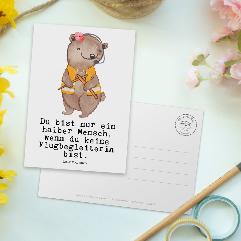 Postkarte Flugbegleiterin mit Herz Geschenkkarte, Grußkarte, Karte, Einladung, Ansichtskarte, Geburtstagskarte, Einladungskarte, Dankeskarte, Beruf, Ausbildung, Jubiläum, Abschied, Rente, Kollege, Kollegin, Geschenk, Schenken, Arbeitskollege, Mitarbeiter, Firma, Danke, Dankeschön, Flugbegleiterin, Stewardess, Flugstewardess, Flight-Attendant