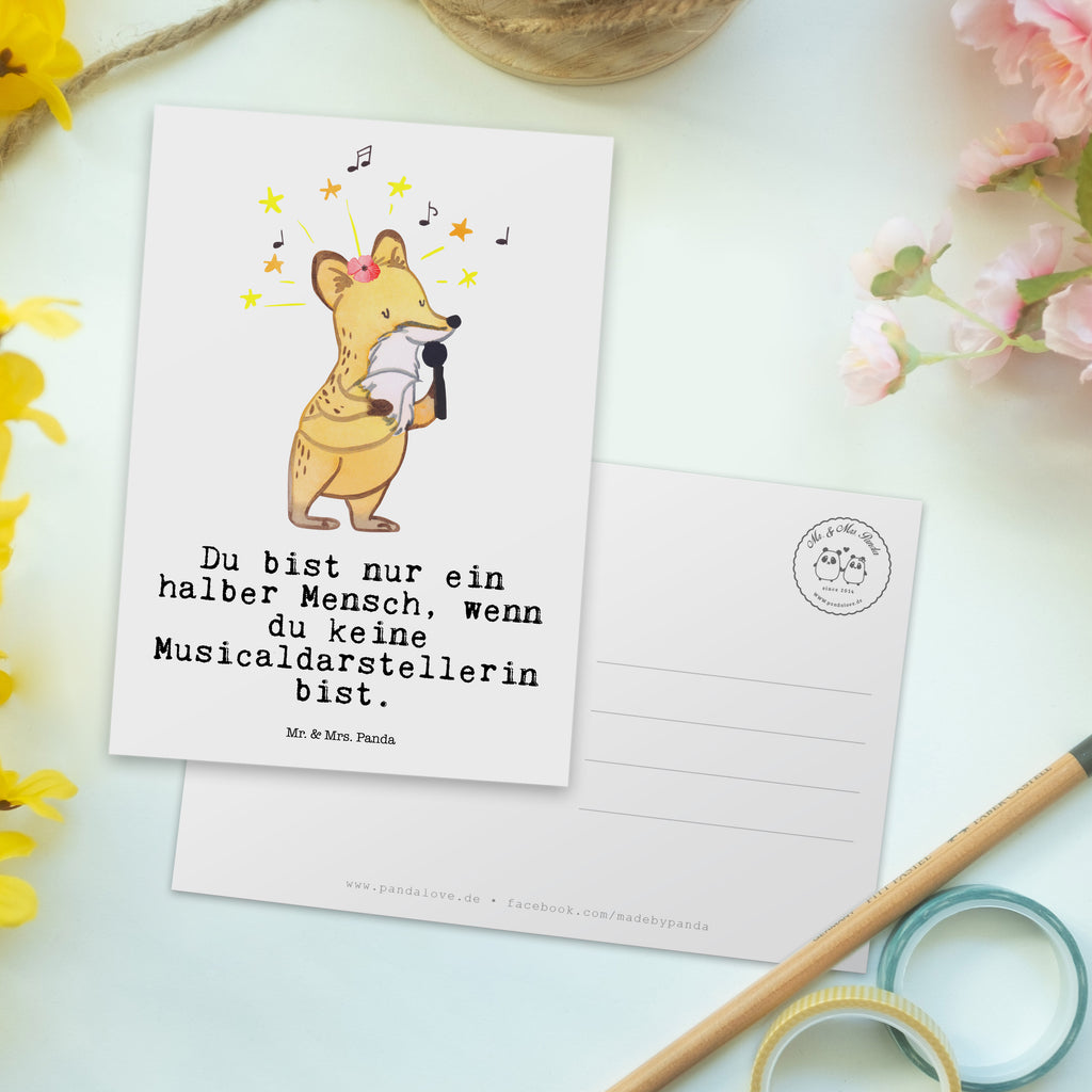 Postkarte Musicaldarstellerin mit Herz Geschenkkarte, Grußkarte, Karte, Einladung, Ansichtskarte, Geburtstagskarte, Einladungskarte, Dankeskarte, Beruf, Ausbildung, Jubiläum, Abschied, Rente, Kollege, Kollegin, Geschenk, Schenken, Arbeitskollege, Mitarbeiter, Firma, Danke, Dankeschön