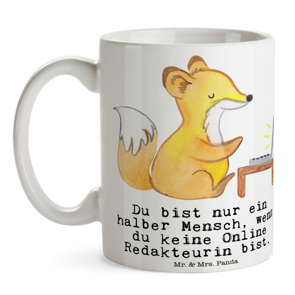Tasse Online Redakteurin mit Herz  Becher, Kaffeetasse, Kaffeebecher, Tee, Frühstück, Büro  Beruf, Ausbildung, Jubiläum, Abschied, Rente, Kollege, Kollegin, Geschenk, Schenken, Arbeitskollege, Mitarbeiter, Firma, Danke, Dankeschön