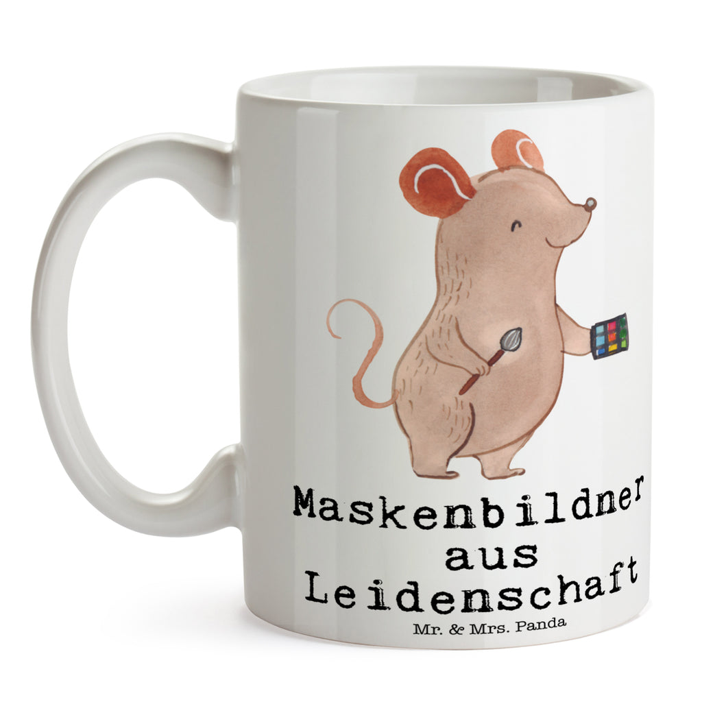 Tasse Maskenbildner aus Leidenschaft Kosmetiker, Make Up Artist , Maskenbildner, Visagist, Ausbildung, Beauty Salon, Kosmetikstudio,  Eröffnung,  Becher, Kaffeetasse, Kaffeebecher, Tee, Frühstück, Büro  Beruf, Ausbildung, Jubiläum, Abschied, Rente, Kollege, Kollegin, Geschenk, Schenken, Arbeitskollege, Mitarbeiter, Firma, Danke, Dankeschön