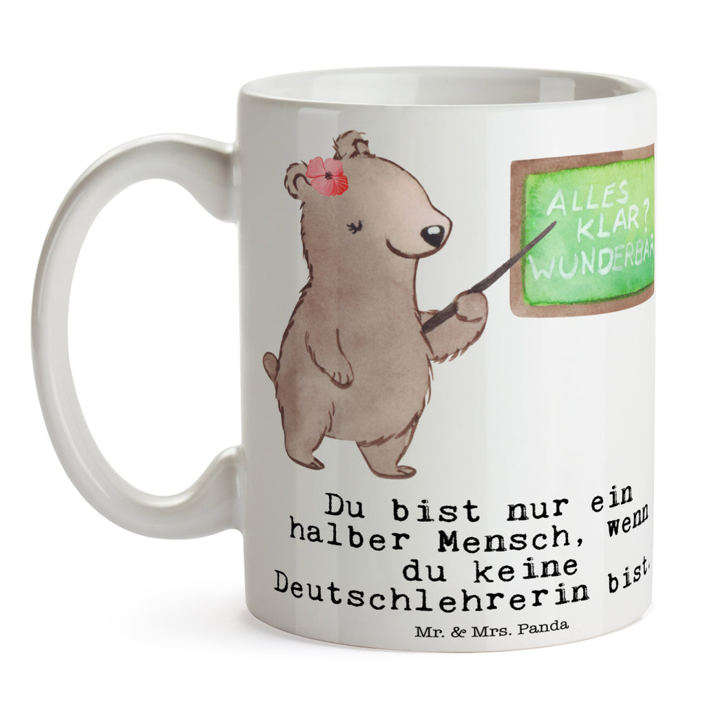 Tasse Deutschlehrerin mit Herz Deutschlehrerin,Deutschunterricht, Schule, Grundschule,  Becher, Kaffeetasse, Kaffeebecher, Tee, Frühstück, Büro  Beruf, Ausbildung, Jubiläum, Abschied, Rente, Kollege, Kollegin, Geschenk, Schenken, Arbeitskollege, Mitarbeiter, Firma, Danke, Dankeschön