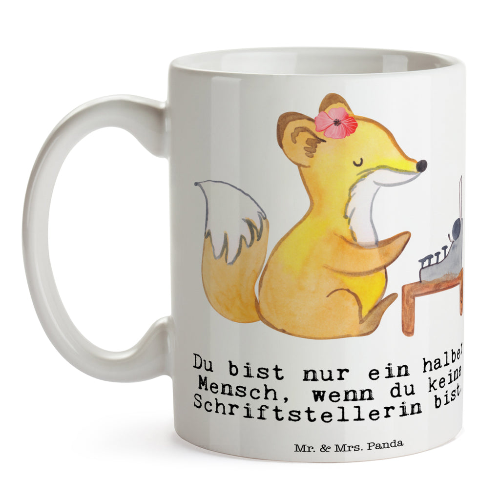Tasse Schriftstellerin mit Herz Autorin, Buchveröffentlichung, Schriftstellerin, Verlag, Geschichtenschreiber, Hobbyautor,   Becher, Kaffeetasse, Kaffeebecher, Tee, Frühstück, Büro  Beruf, Ausbildung, Jubiläum, Abschied, Rente, Kollege, Kollegin, Geschenk, Schenken, Arbeitskollege, Mitarbeiter, Firma, Danke, Dankeschön