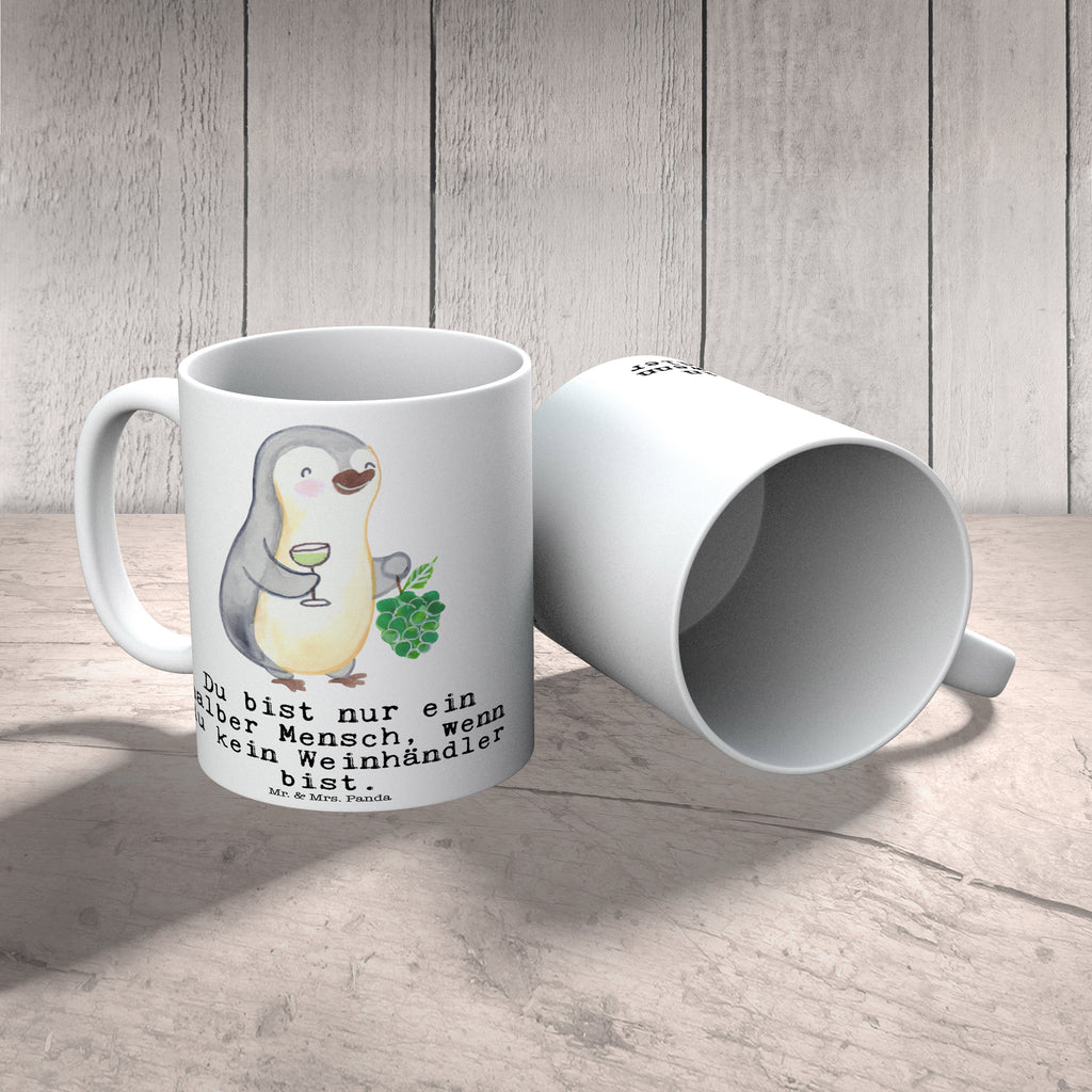 Tasse Weinhändler mit Herz  Becher, Kaffeetasse, Kaffeebecher, Tee, Frühstück, Büro  Beruf, Ausbildung, Jubiläum, Abschied, Rente, Kollege, Kollegin, Geschenk, Schenken, Arbeitskollege, Mitarbeiter, Firma, Danke, Dankeschön