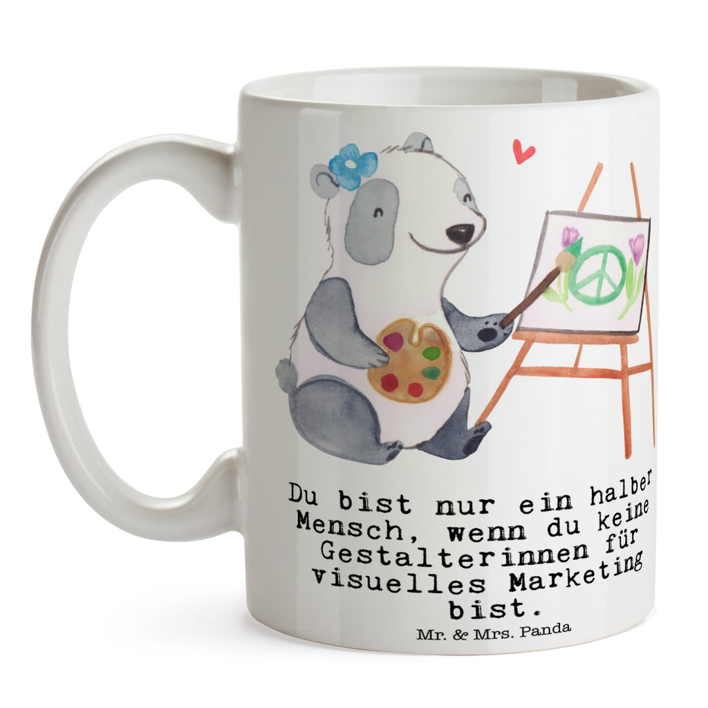 Tasse Gestalterinnen für visuelles Marketing mit Herz  Becher, Kaffeetasse, Kaffeebecher, Tee, Frühstück, Büro  Beruf, Ausbildung, Jubiläum, Abschied, Rente, Kollege, Kollegin, Geschenk, Schenken, Arbeitskollege, Mitarbeiter, Firma, Danke, Dankeschön