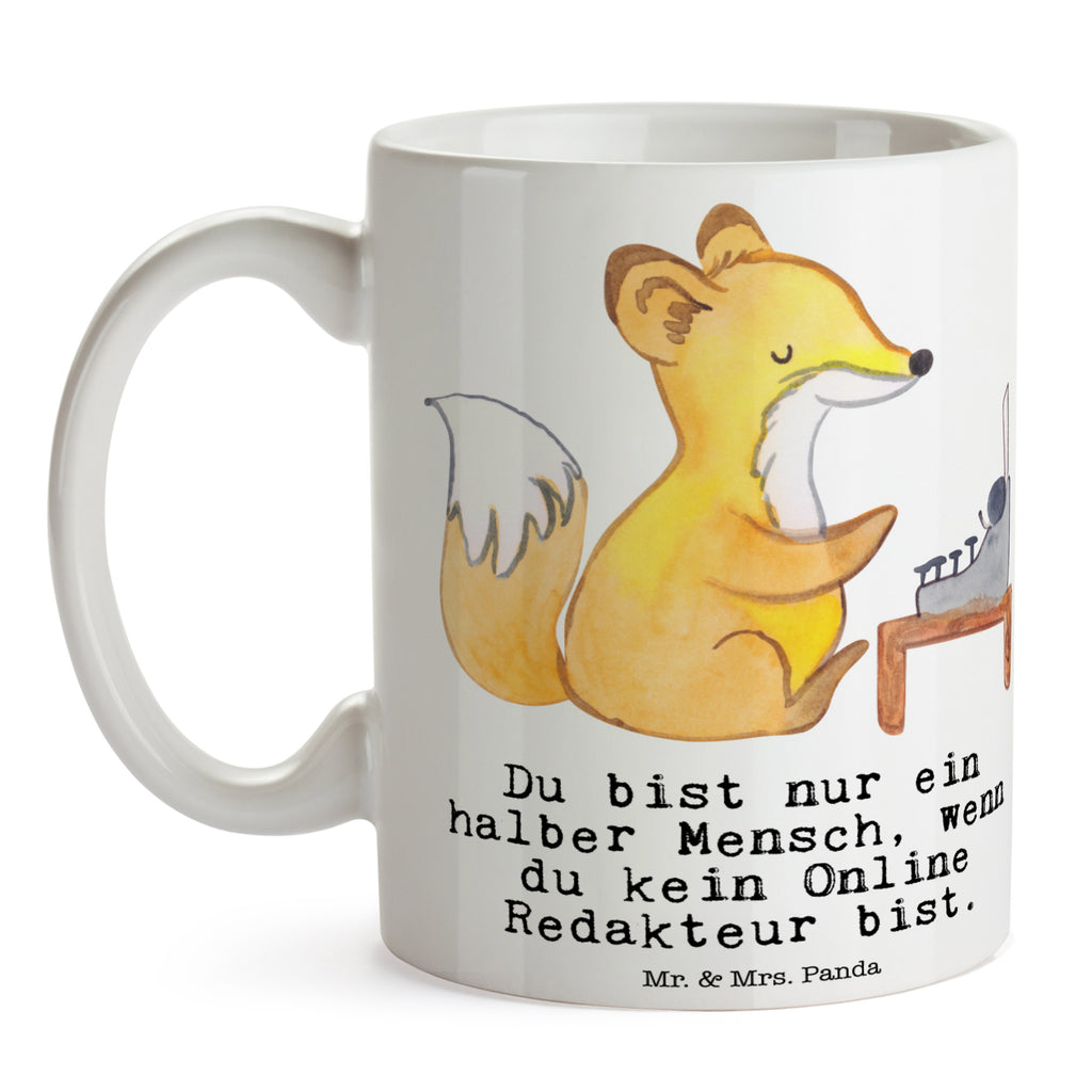 Tasse Online Redakteur mit Herz  Becher, Kaffeetasse, Kaffeebecher, Tee, Frühstück, Büro  Beruf, Ausbildung, Jubiläum, Abschied, Rente, Kollege, Kollegin, Geschenk, Schenken, Arbeitskollege, Mitarbeiter, Firma, Danke, Dankeschön