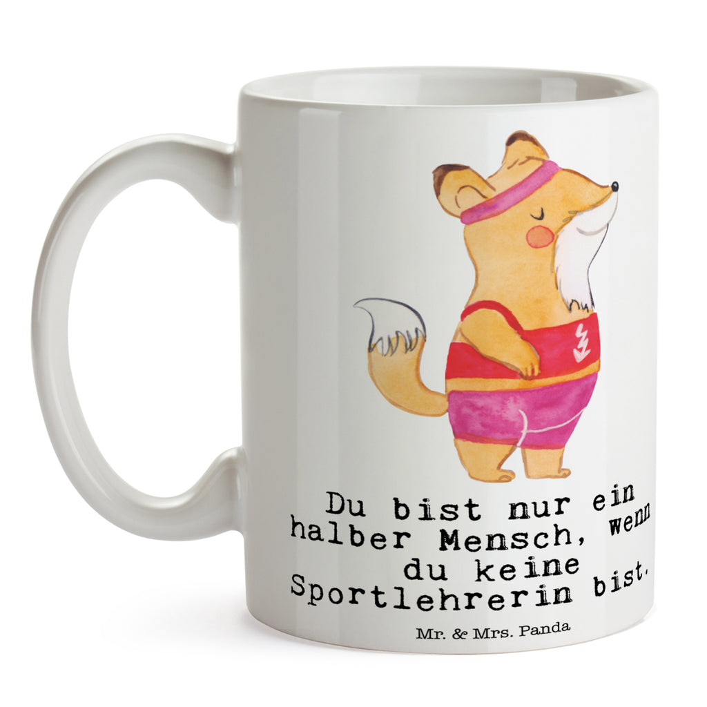 Tasse Sportlehrerin mit Herz  Becher, Kaffeetasse, Kaffeebecher, Tee, Frühstück, Büro  Beruf, Ausbildung, Jubiläum, Abschied, Rente, Kollege, Kollegin, Geschenk, Schenken, Arbeitskollege, Mitarbeiter, Firma, Danke, Dankeschön