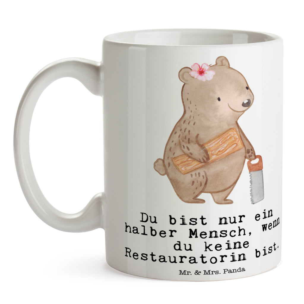 Tasse Restauratorin mit Herz  Becher, Kaffeetasse, Kaffeebecher, Tee, Frühstück, Büro  Beruf, Ausbildung, Jubiläum, Abschied, Rente, Kollege, Kollegin, Geschenk, Schenken, Arbeitskollege, Mitarbeiter, Firma, Danke, Dankeschön