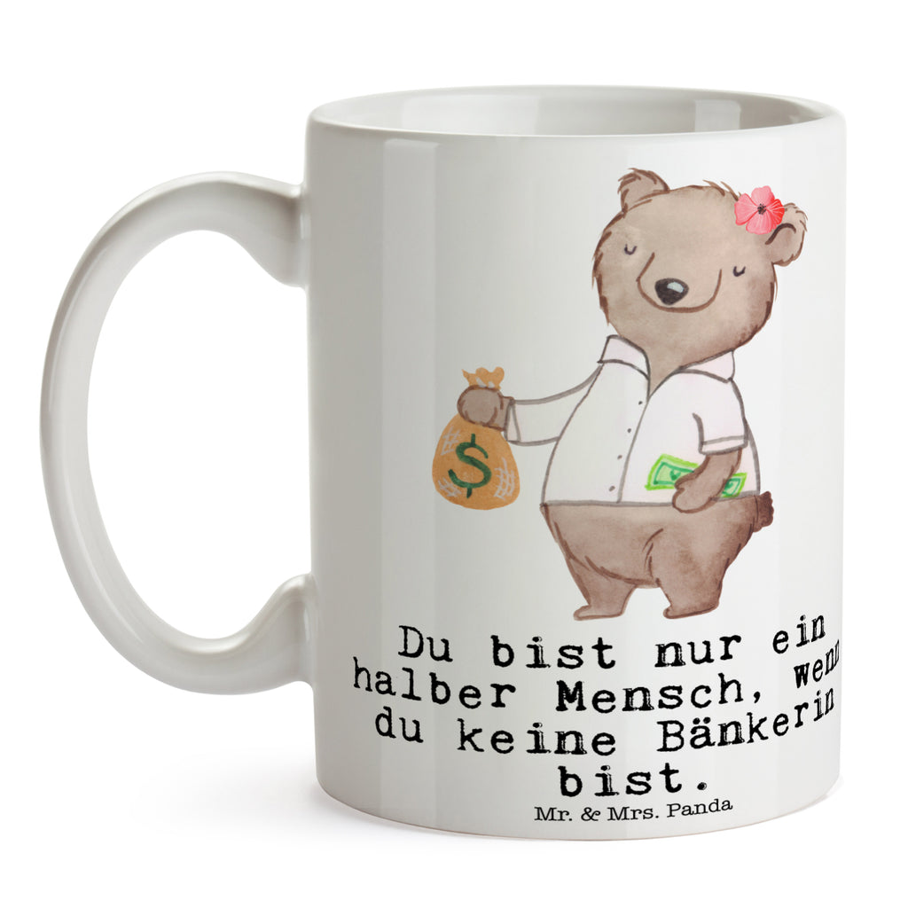 Tasse Bänkerin mit Herz Bänkerin, Bankfachfrau, Bankangestellte, Bankberaterin Becher, Kaffeetasse, Kaffeebecher, Tee, Frühstück, Büro  Beruf, Ausbildung, Jubiläum, Abschied, Rente, Kollege, Kollegin, Geschenk, Schenken, Arbeitskollege, Mitarbeiter, Firma, Danke, Dankeschön