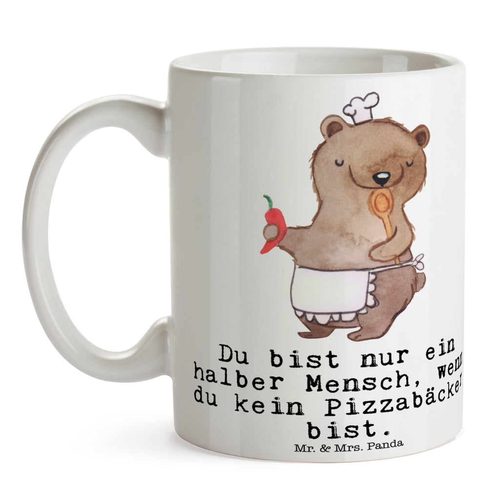 Tasse Pizzabäcker mit Herz Lieferdienstmitarbeiter, Pizzabäcker, Pizzabote, Pizzabringdienst, Lieferbringdienst,  Becher, Kaffeetasse, Kaffeebecher, Tee, Frühstück, Büro  Beruf, Ausbildung, Jubiläum, Abschied, Rente, Kollege, Kollegin, Geschenk, Schenken, Arbeitskollege, Mitarbeiter, Firma, Danke, Dankeschön
