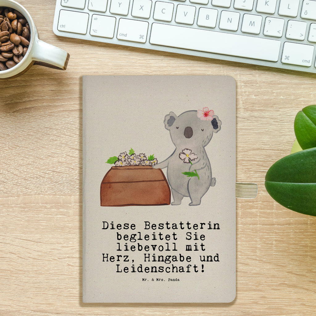 DIN A5 Baumwoll Notizbuch Bestatterin mit Herz Notizen, Eintragebuch, Tagebuch, Notizblock, Adressbuch, Journal, Kladde, Skizzenbuch, Notizheft, Schreibbuch, Schreibheft, Beruf, Ausbildung, Jubiläum, Abschied, Rente, Kollege, Kollegin, Geschenk, Schenken, Arbeitskollege, Mitarbeiter, Firma, Danke, Dankeschön