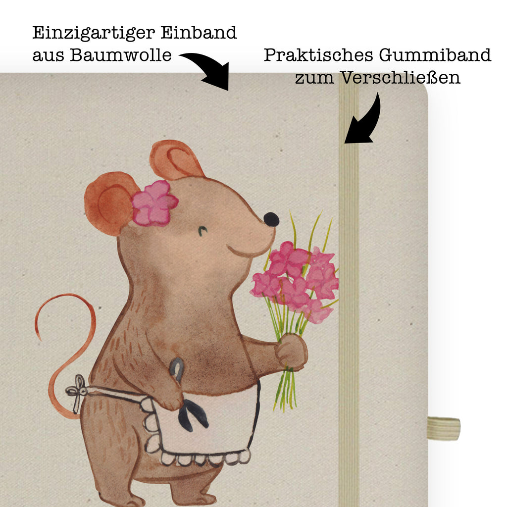 DIN A5 Baumwoll Notizbuch Floristin mit Herz Notizen, Eintragebuch, Tagebuch, Notizblock, Adressbuch, Journal, Kladde, Skizzenbuch, Notizheft, Schreibbuch, Schreibheft, Beruf, Ausbildung, Jubiläum, Abschied, Rente, Kollege, Kollegin, Geschenk, Schenken, Arbeitskollege, Mitarbeiter, Firma, Danke, Dankeschön, Blumenhändlerin, Floristin, Blumenlanden, Blumenprofi