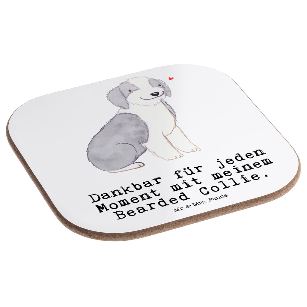 Quadratische Untersetzer Bearded Collie Moment Bierdeckel, Glasuntersetzer, Untersetzer Gläser, Getränkeuntersetzer, Hund, Hunderasse, Rassehund, Hundebesitzer, Geschenk, Tierfreund, Schenken, Welpe, Bearded Collie, britischer Hütehund
