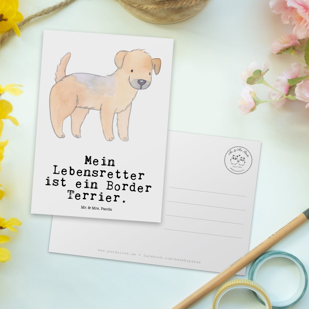Postkarte Border Terrier Lebensretter Geschenkkarte, Grußkarte, Karte, Einladung, Ansichtskarte, Geburtstagskarte, Einladungskarte, Dankeskarte, Hund, Hunderasse, Rassehund, Hundebesitzer, Geschenk, Tierfreund, Schenken, Welpe, Border Terrier