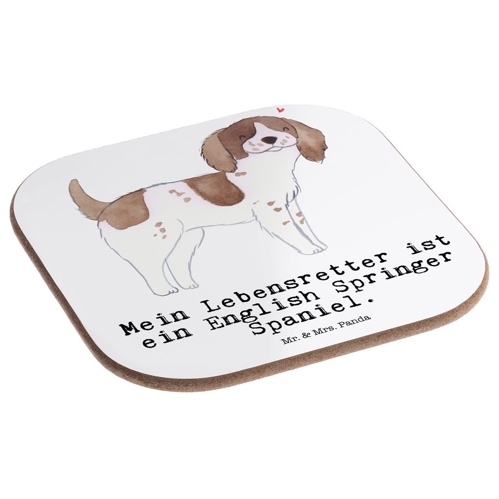 Quadratische Untersetzer English Springer Spaniel Lebensretter Bierdeckel, Glasuntersetzer, Untersetzer Gläser, Getränkeuntersetzer, Hund, Hunderasse, Rassehund, Hundebesitzer, Geschenk, Tierfreund, Schenken, Welpe, English Springer Spaniel