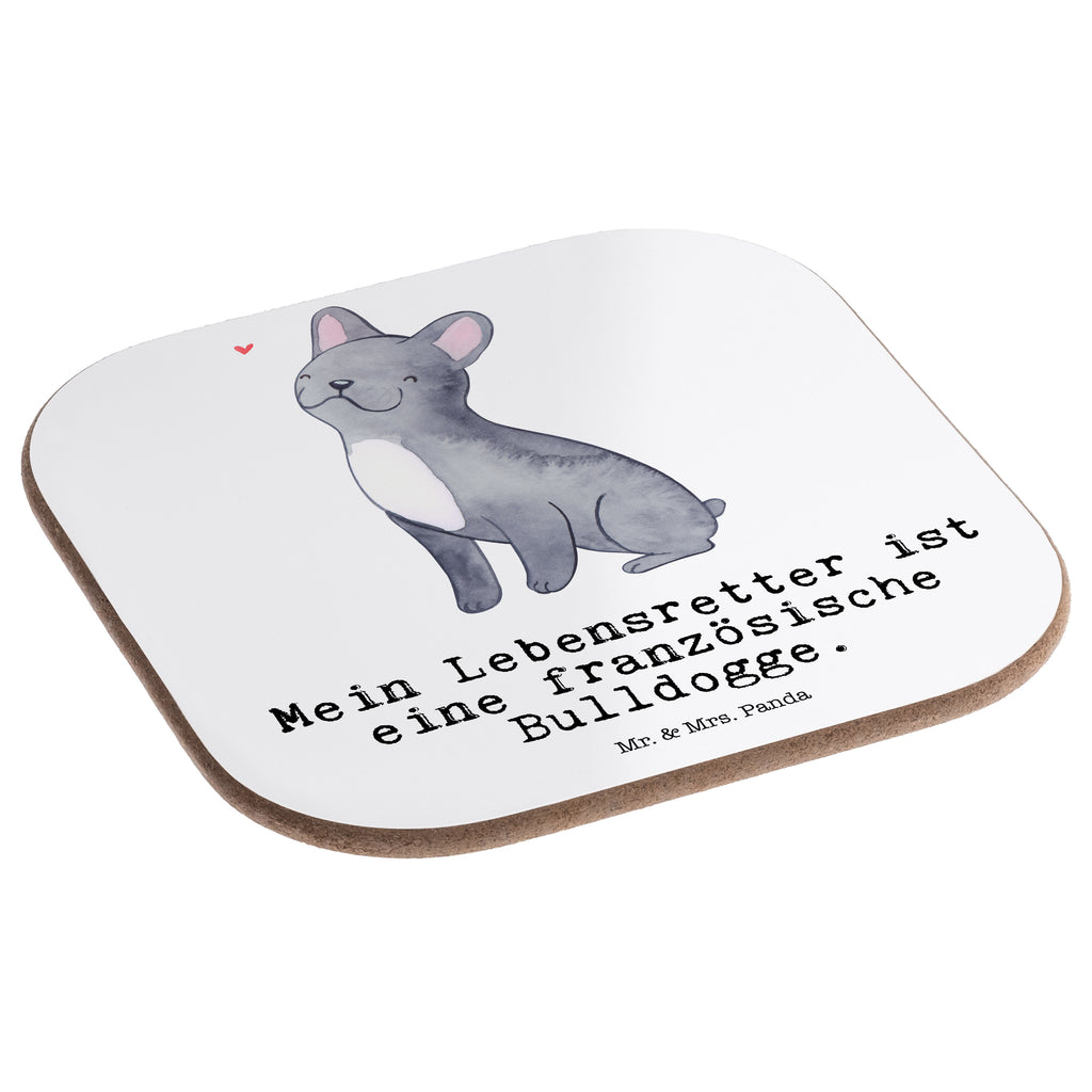 Quadratische Untersetzer Französische Bulldogge Lebensretter Bierdeckel, Glasuntersetzer, Untersetzer Gläser, Getränkeuntersetzer, Hund, Hunderasse, Rassehund, Hundebesitzer, Geschenk, Tierfreund, Schenken, Welpe, Französische Bulldogge
