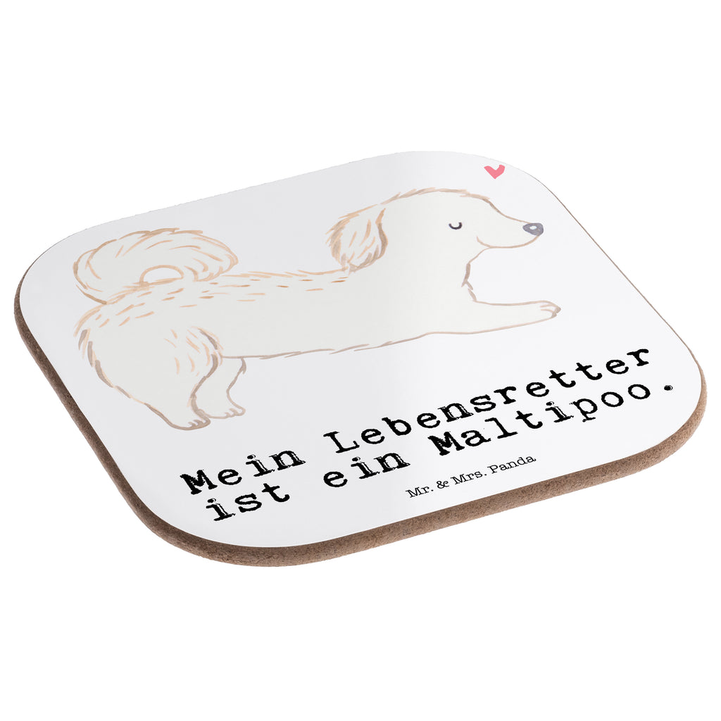 Quadratische Untersetzer Maltipoo Lebensretter Bierdeckel, Glasuntersetzer, Untersetzer Gläser, Getränkeuntersetzer, Hund, Hunderasse, Rassehund, Hundebesitzer, Geschenk, Tierfreund, Schenken, Welpe, Maltipoo, Kreuzung, Mischling