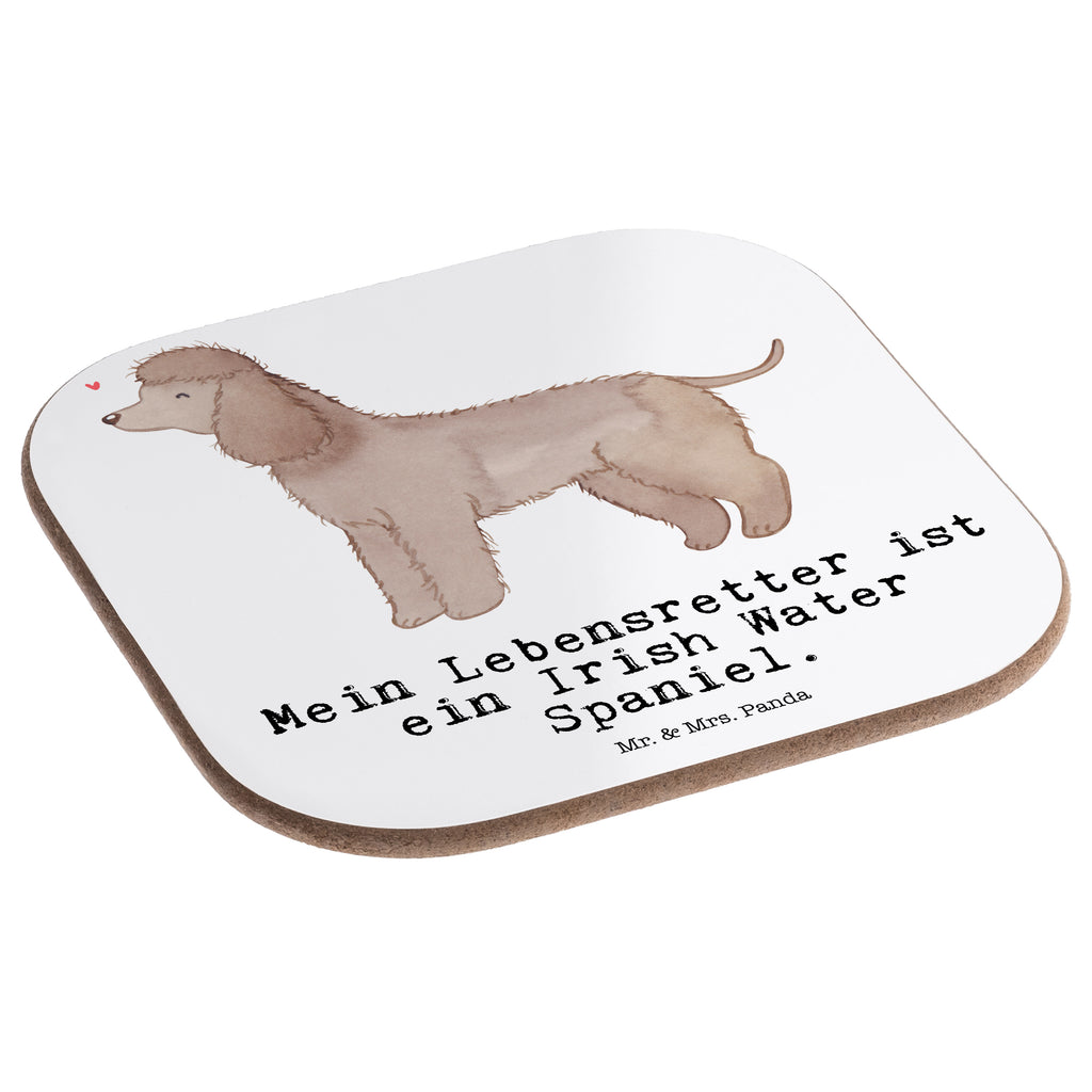 Quadratische Untersetzer Irish Water Spaniel Lebensretter Bierdeckel, Glasuntersetzer, Untersetzer Gläser, Getränkeuntersetzer, Hund, Hunderasse, Rassehund, Hundebesitzer, Geschenk, Tierfreund, Schenken, Welpe, Irish Water Spaniel, Jagdhund